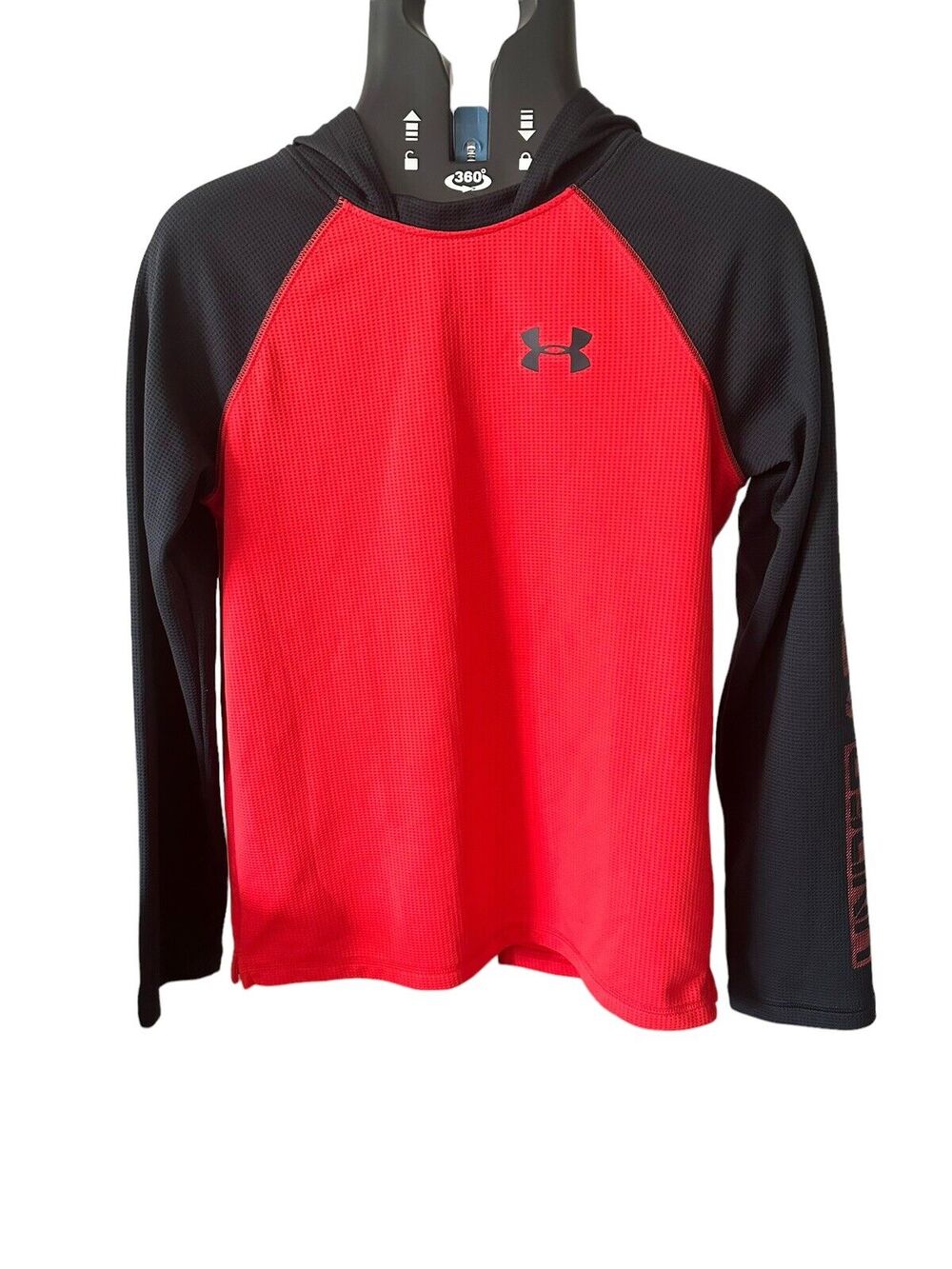 Under Armour Loose AllSeaonGear Red Black Sleeve Lightweight Hoodie Youth XL